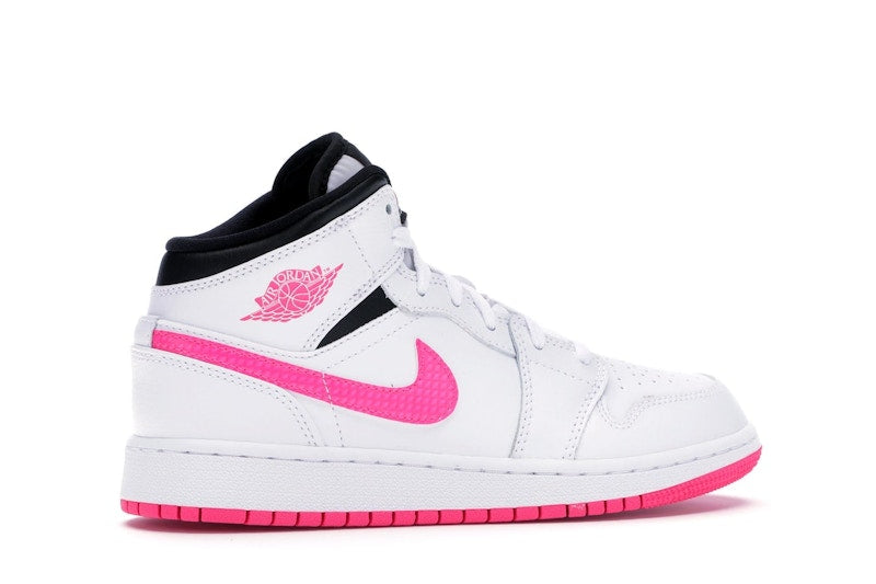 Jordan 1 Mid White Black Hyper Pink (GS)