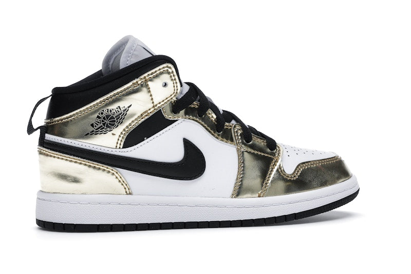 Jordan 1 Mid Metallic Gold Black White (PS)