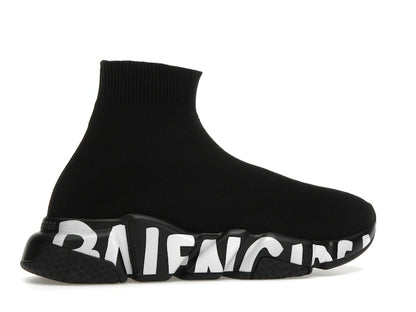 Balenciaga Speed Graffiti Trainers Black White Logo (Women's)