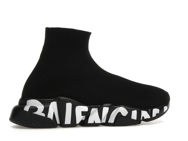 Balenciaga Speed Graffiti Trainers Black White Logo (Women's)