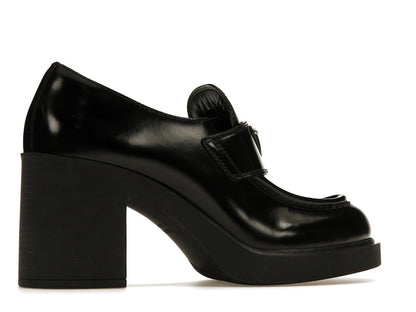 Prada Chocolate High-Heeled 85mm Loafers Black Brushed Leather