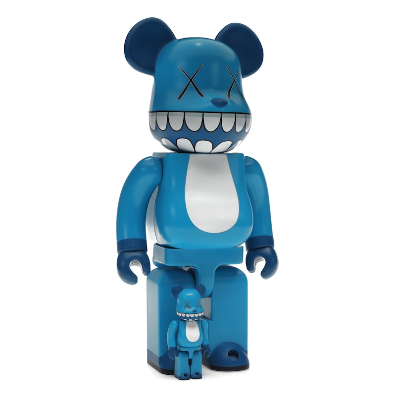 Bearbrick x a-nation KAWS Chompers 100% & 400% Set Blue