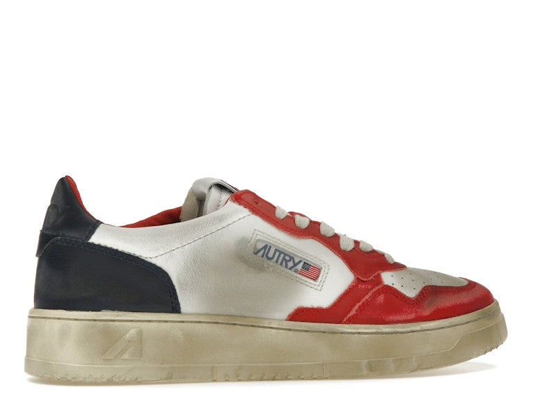 Autry Medalist Leather Low Super Vintage White Blue Red