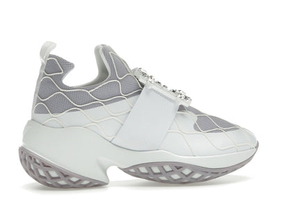 Roger Vivier Viv' Run Fabric White Purple Crystal Buckle (Women's)