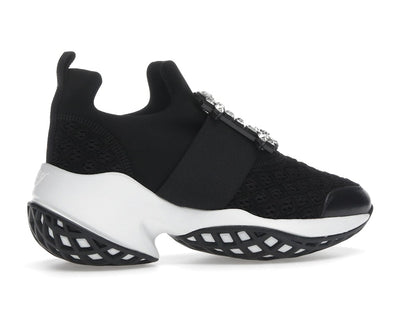 Roger Vivier Viv' Run Fabric Black White Crystal Buckle (Women's)