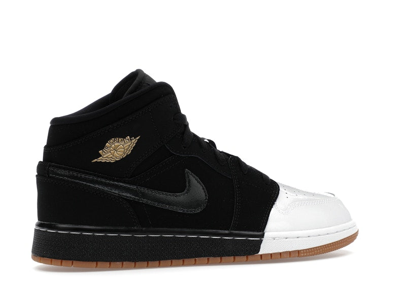 Jordan 1 Mid Black White Gold (GS)