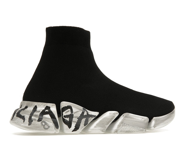 Balenciaga Speed 2.0 Graffiti Recycled Knit Black White