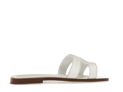 Hermes Oran Sandal Blanc Box Calfskin Leather