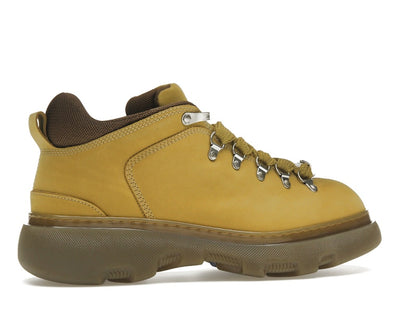 Burberry Lace Up Leather Ankle Boot Mustard Yellow