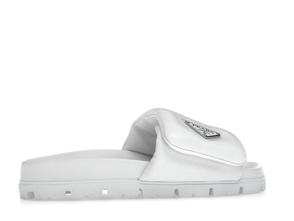 Prada Soft Padded 20mm Slide Sandal White Nappa Leather