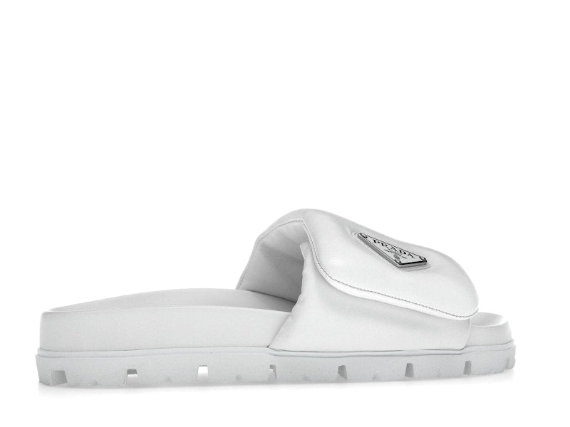 Prada Soft Padded 20mm Slide Sandal White Nappa Leather