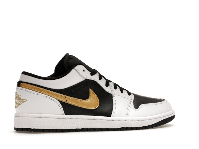 Jordan 1 Low White Black Metallic Gold Swoosh