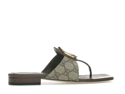 Gucci Blondie Thong Canvas Sandals Ebony (Women's)
