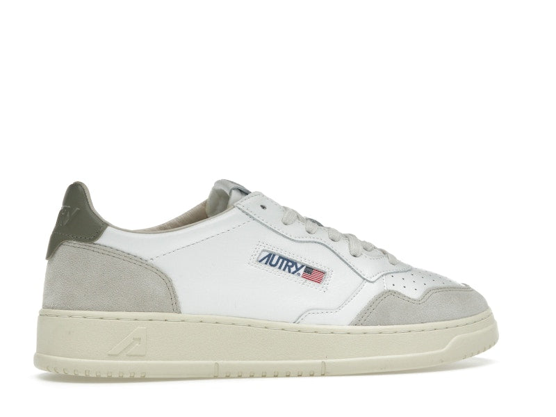 Autry Medalist Leather Low White Covert Green Beige
