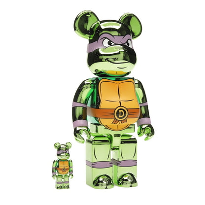 Bearbrick x Teenage Mutant Ninja Turtles Donatello 100% & 400% Set Chrome Ver.