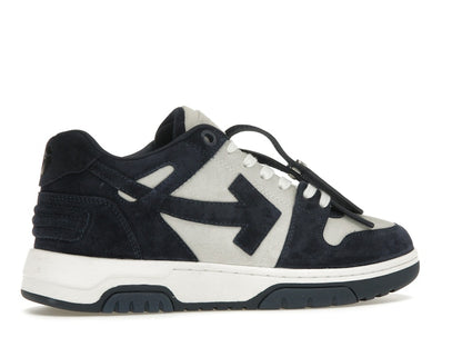 OFF-WHITE Out Of Office OOO Low Tops White Navy Blue Suede