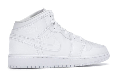 Jordan 1 Mid Triple White Tumbled Leather (GS)