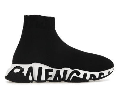 Balenciaga Speed Graffiti Trainers White Black Logo (Women's)
