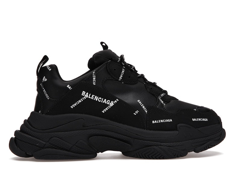 Balenciaga Triple S Allover Logo Black
