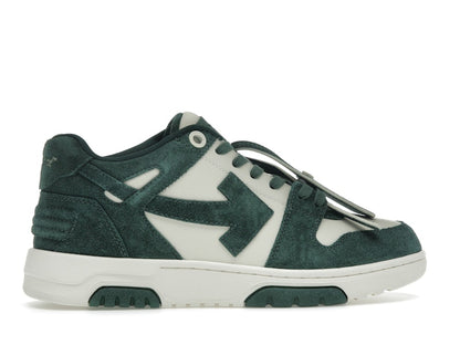 OFF-WHITE Out Of Office "OOO" Low Tops Jet Green Ecru Suede