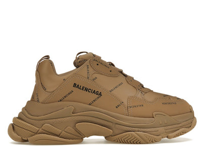 Balenciaga All Over Logo Triple S Beige