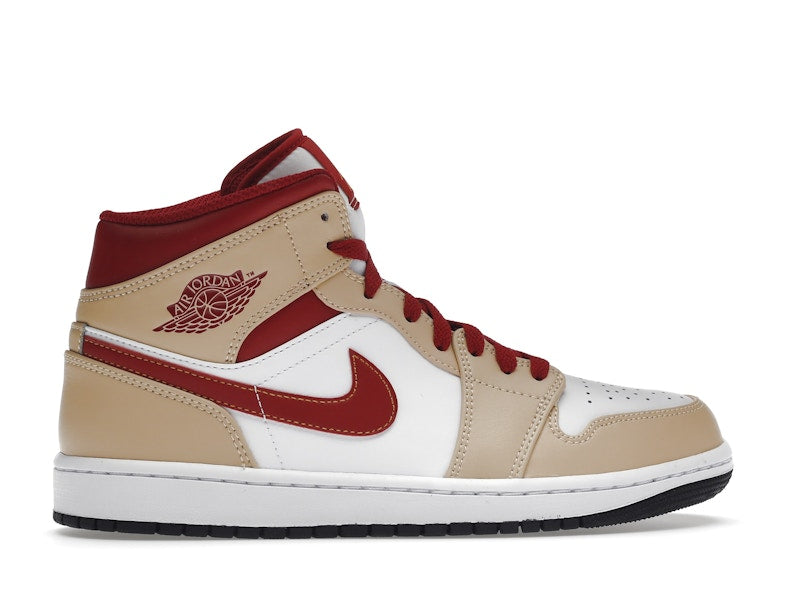 Jordan 1 Mid Light Curry Cardinal