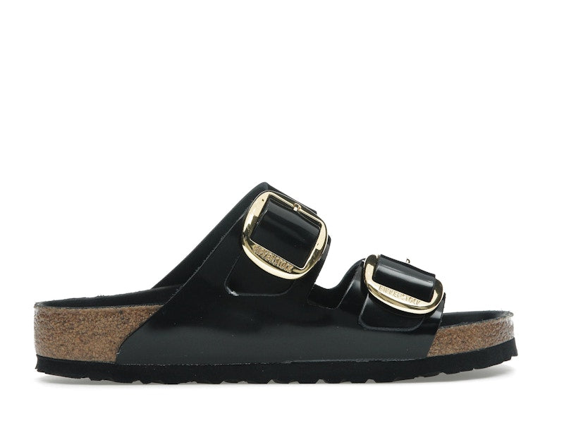 Birkenstock Arizona Big Buckle Natural Leather Patent Black Gold (Women's)
