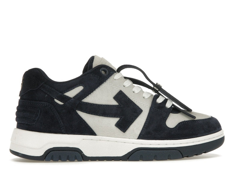 OFF-WHITE Out Of Office OOO Low Tops White Navy Blue Suede