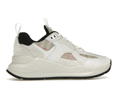 Burberry Logo Print Leather, Suede and Check Mesh Sneakers Archive Beige White (Women's)