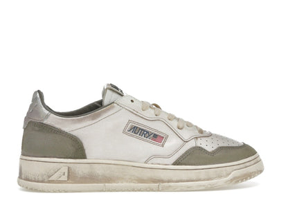 Autry Medalist Low Super Vintage White Silver Lizard