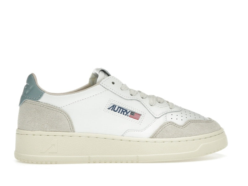 Autry Medalist Leather Low White Silver Blue Beige (Women's)
