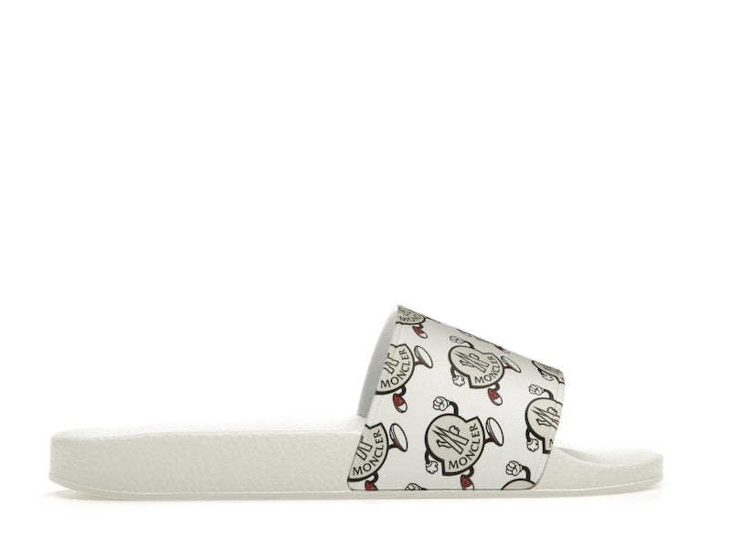 Moncler Basile Slide Logo Print White