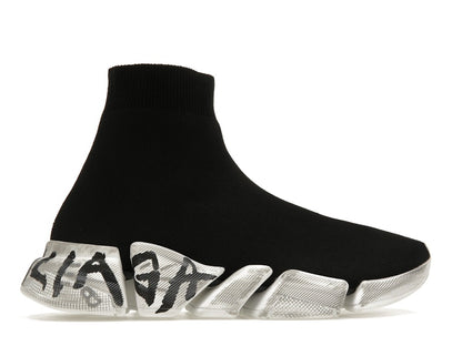 Balenciaga Speed 2.0 Graffiti Recycled Knit Black White