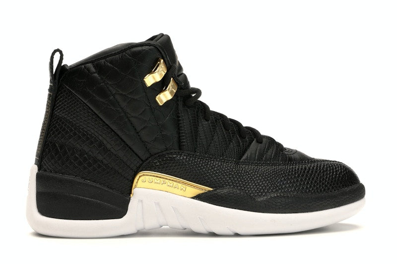 Jordan 12 Retro Black Metallic Gold White (Women's)