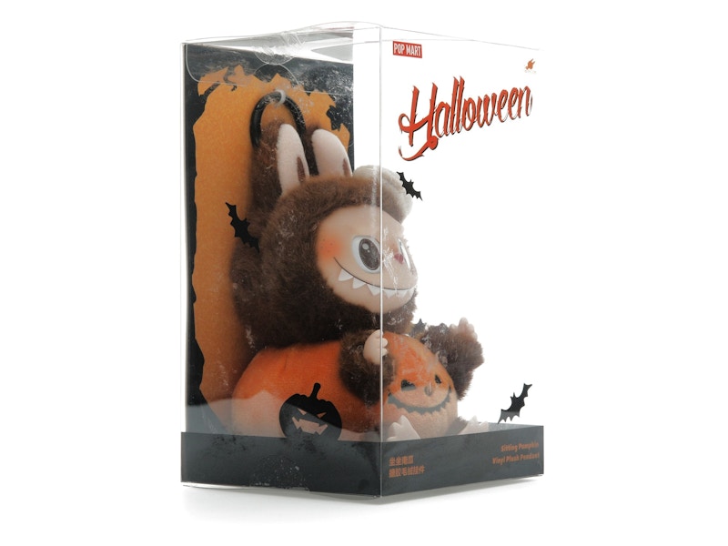 Pop Mart Labubu Happy Halloween Party Series-Sitting Pumpkin Vinyl Plush Pendant