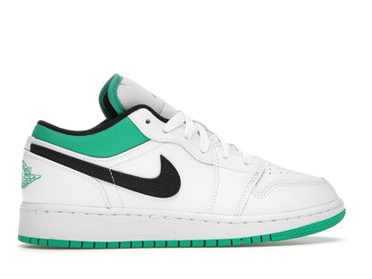 Jordan 1 Low White Lucky Green Tumbled Leather (GS)
