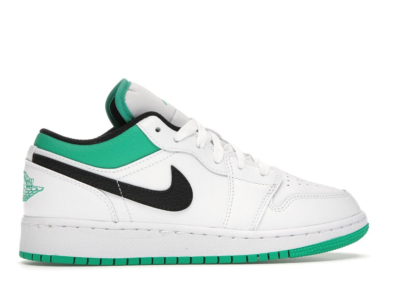 Jordan 1 Low White Lucky Green Tumbled Leather (GS)