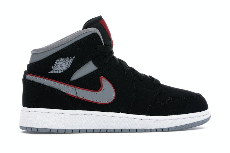 Jordan 1 Mid Black Particle Grey Gym Red (GS)