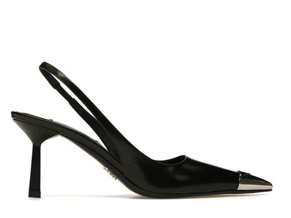 Prada 75mm Slingback Pump Black Leather