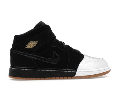 Jordan 1 Mid Black White Gold (GS)