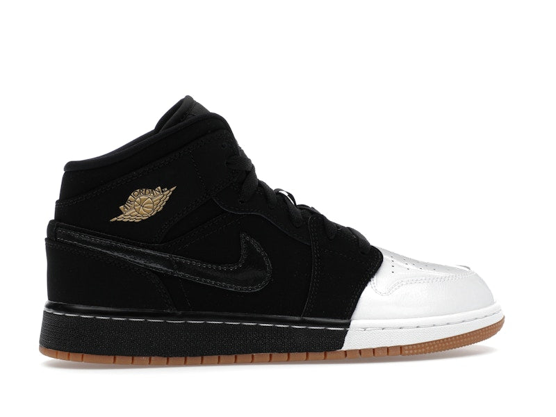 Jordan 1 Mid Black White Gold (GS)