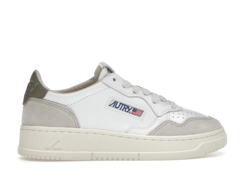 Autry Medalist Leather Low White Covert Green Beige (Women's)