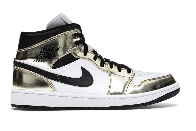 Jordan 1 Mid Metallic Gold Black White