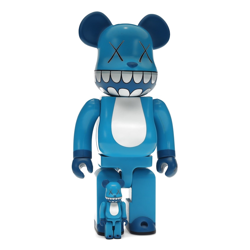 Bearbrick x a-nation KAWS Chompers 100% & 400% Set Blue
