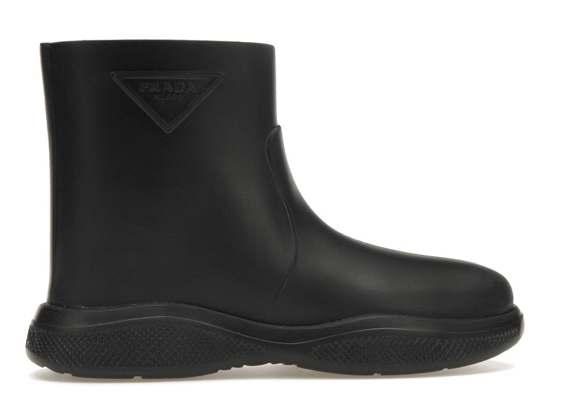 Prada Pull-On Rain Booties Black Rubber
