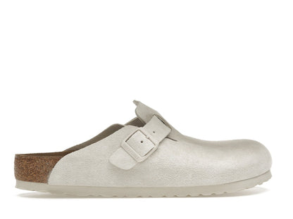 Birkenstock Boston Soft Footbed Suede Antique White