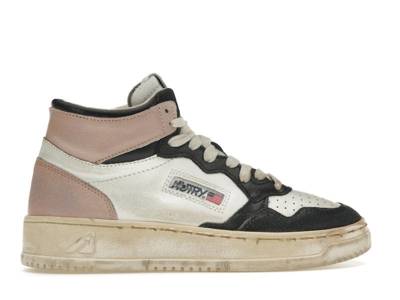 Autry Medalist Leather Mid Super Vintage White Pink Black (Women's)