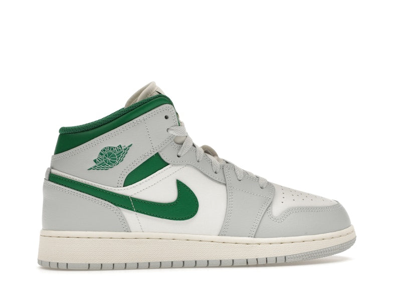 Jordan 1 Mid White Pure Platinum Pine Green (GS)