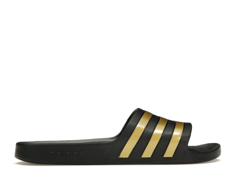 adidas Adilette Aqua Slides Core Black Gold Metallic