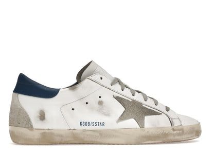 Golden Goose Super-Star White Royal Blue Grey Suede Patch
